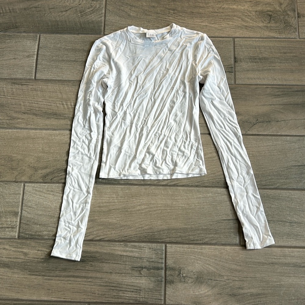 Laud Long Sleeve Crewneck Tee in White